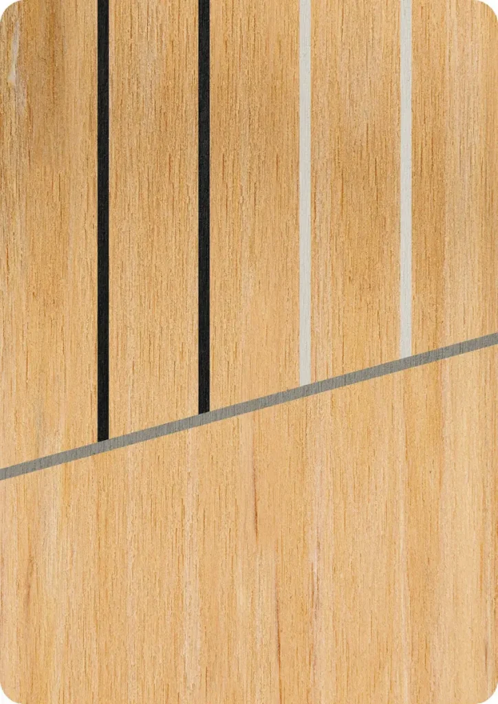 Muestra del color Ash de Flexiteek 3 con junta de calafateo